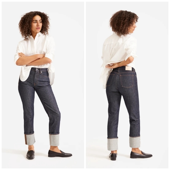 Everlane Denim - Everlane Raw Hem High Rise Dark Indigo Jeans